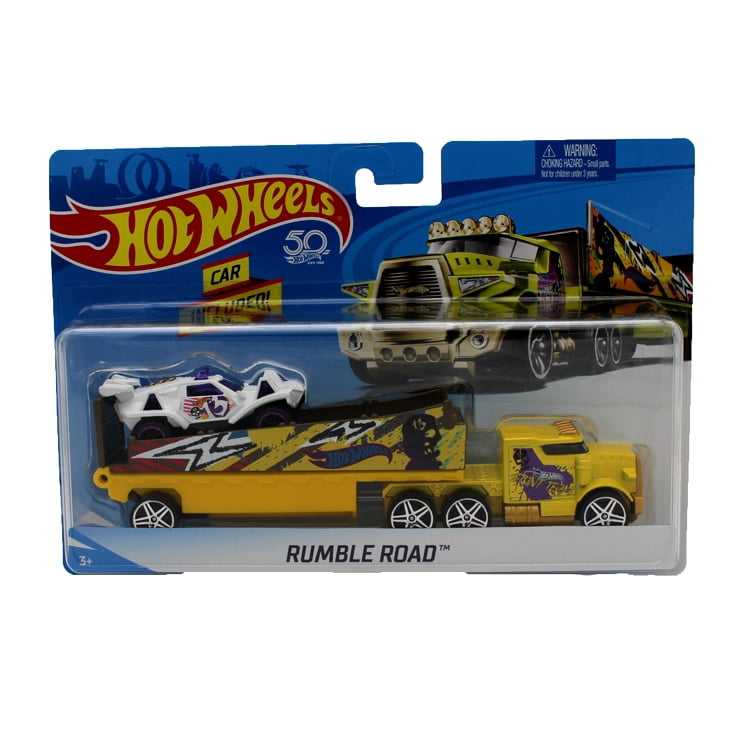 Hot Wheels 2013 Truck TRANSPORTER & Car Racer Rumble Road BDW51 for sale online 