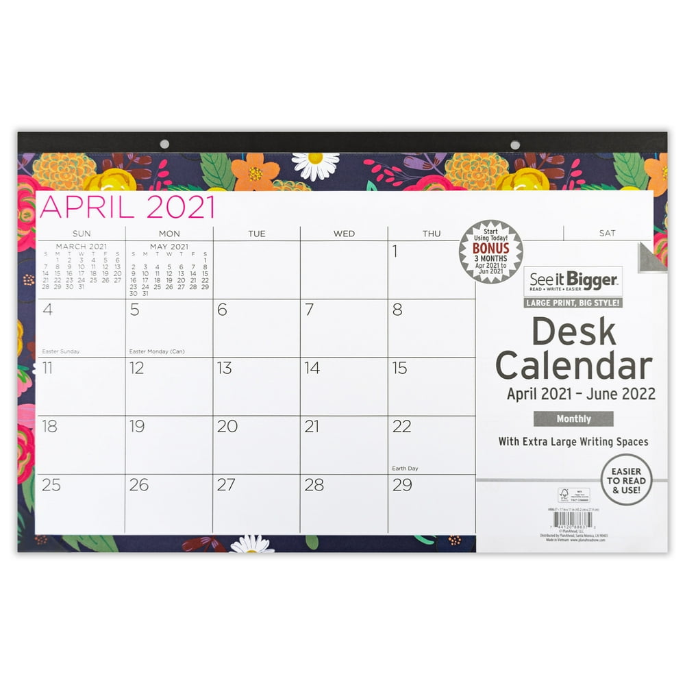 April 2021 June 2022 Monthly Deskpad Calendar, 11"x17