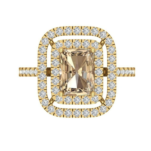 Halo Engagement Ring for Women - 2.62ct Yellow Moissanite in 18K Yellow Gold Promise Ring