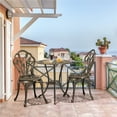 thumbnail image 2 of Renwick 3 Piece Patio Bistro Table Set with Umbrella Hole, Bronze, 2 of 9