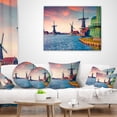 thumbnail image 3 of Designart Zaandam Mills on Water Channel - Landscape Printed Throw Pillow - 16x16, 3 of 4