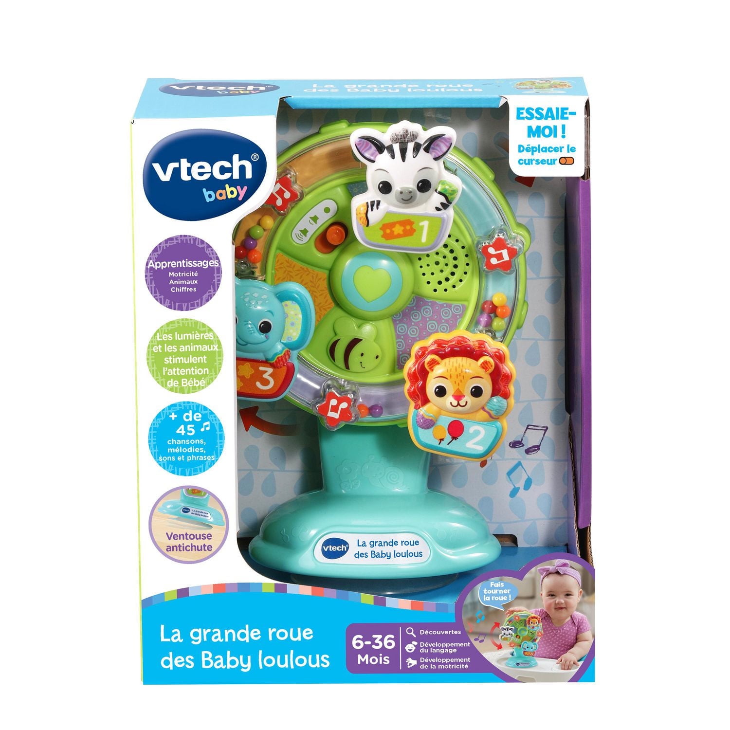VTech La grande roue des Baby loulous - Jouet interactif pour bébé avec ventouse - Version française 6-36 Mois
