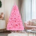 thumbnail image 5 of Veeboto 6ft Pink Hinged Spruce Artificial Christmas Tree, PVC Material Pink Full Tree with 1477 Branch Tips, 3 Parts Foldable Metal Stand Xmas Tree, Indoor Outdoor Festive Holiday Decoration, Pink, 5 of 10