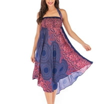 Jdlsppl Women's Summer Dress High Waist Dresses Fall Gypsy Casual Beach Ruffle Yoga Spring Belted Handkerchief Skirt Style1 Small-X-Large