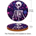 thumbnail image 3 of Skeleton 6PCS Round Microfiber Leather Table Coasters, 11x11 cm/4.3x4.3 in Set - Drink Coasters for Home and Kitchen, 3 of 6