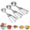 thumbnail image 2 of Stainless Steel Ice Cream Scoop Set, 3 Sizes, Cookie Dough Scoops with Trigger Release, 2 of 7