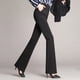 thumbnail image 2 of Pantalones rectos de cintura alta para mujer: cintura elástica, pantalones acampanados con bolsillos, 2 of 7