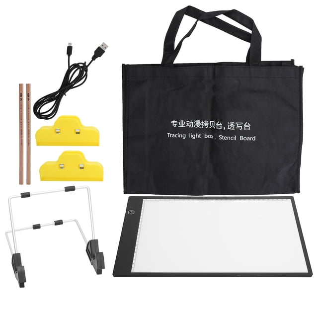 Tablero de dibujo LED A4 estilo resaltado regulable con Clips de soporte bolsa juego de lápices