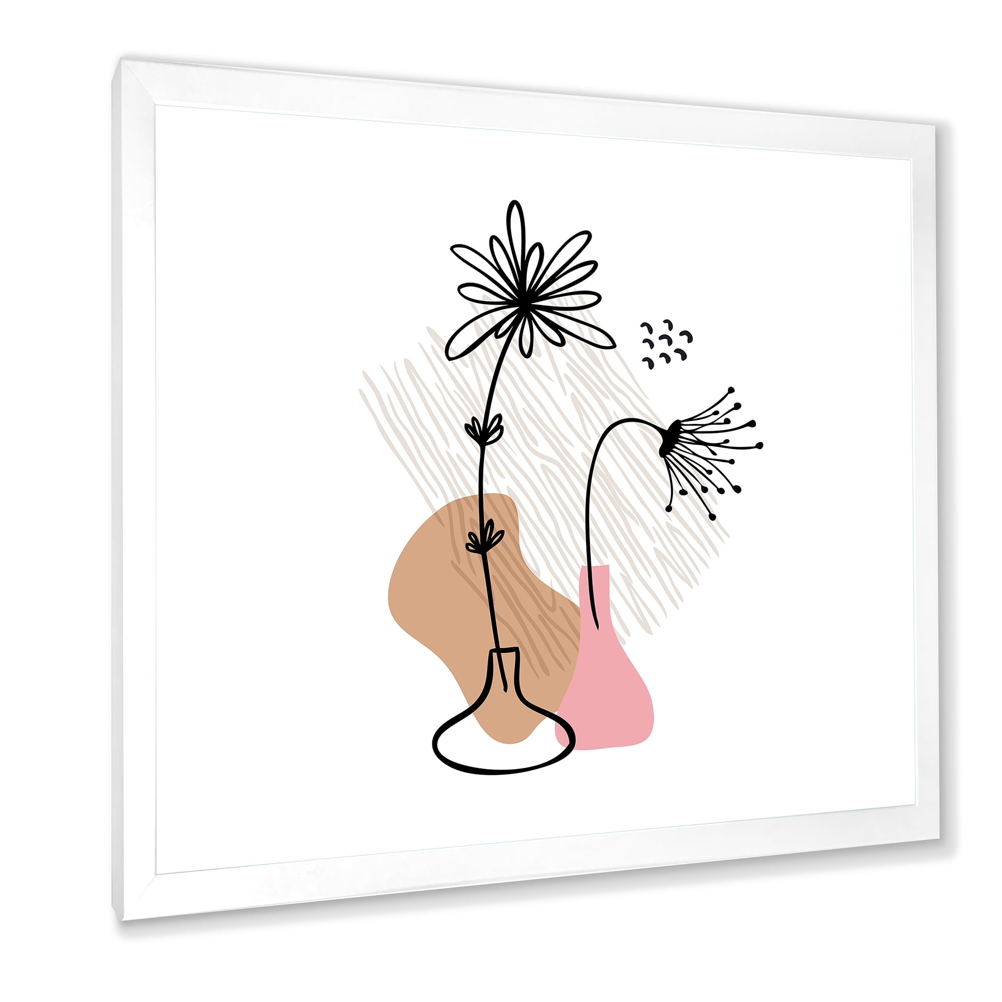 Designart 'Abstract Minimal Shapes Under Flowers III' Modern Framed Art Print