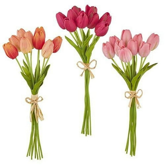 Real Touch Tulip Bundle - Red/Orange 15" - RAZ Imports