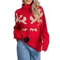 thumbnail image 2 of Opperiaya Chandails de Noël pour Femmes Manches Longues Col Roulé Imprimé Élan Pulls Décontractés Hauts en Tricot, 2 of 9