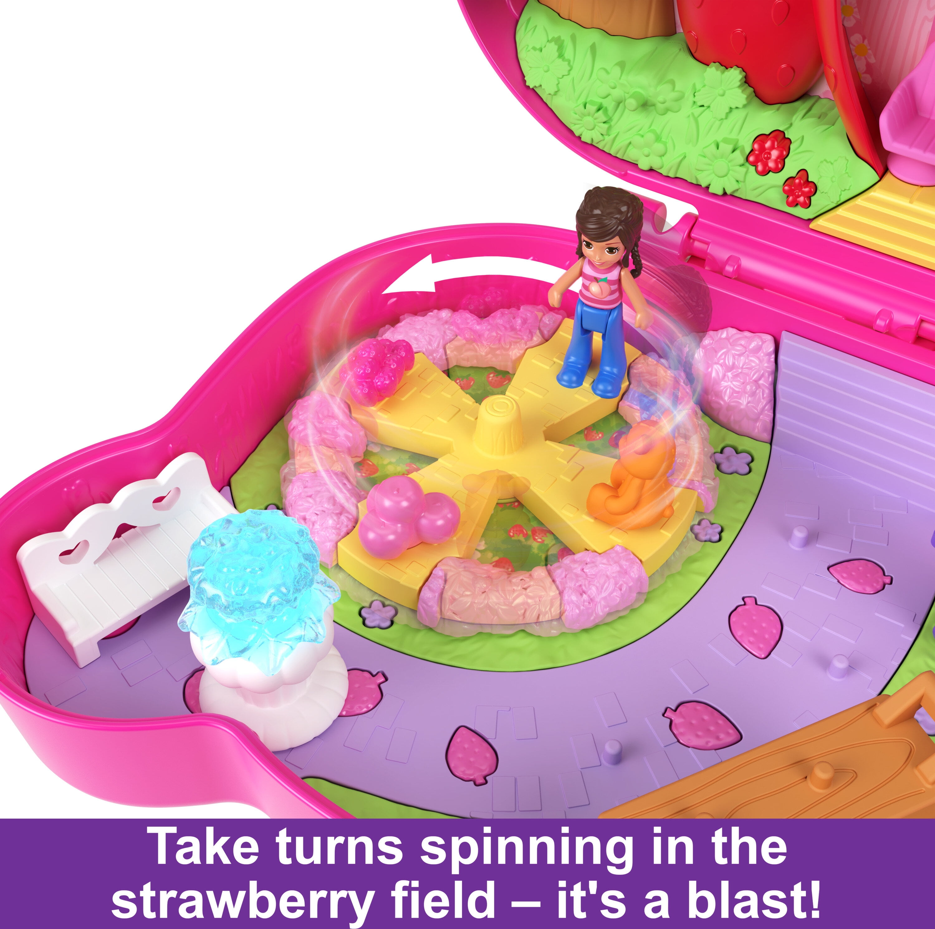 Polly Pocket Dolls and Playset, Fidget Exterior Travel Toy, Strawbeary Patch Compact & Accessories  (图5)