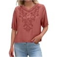 thumbnail image 3 of TaTaai Fashion Knit Women Top Solid Color Printed Cardigan Short Sleeve V Neck Loose Fit Non See Through Soft Breathable Office Lounge Street Daily Wear Blouse Gift, 3 of 6