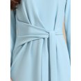 thumbnail image 4 of DARING DIVA Women's Knee Length Long Sleeve Tie Waist Work Sheath Dress M Light Blue, 4 of 6