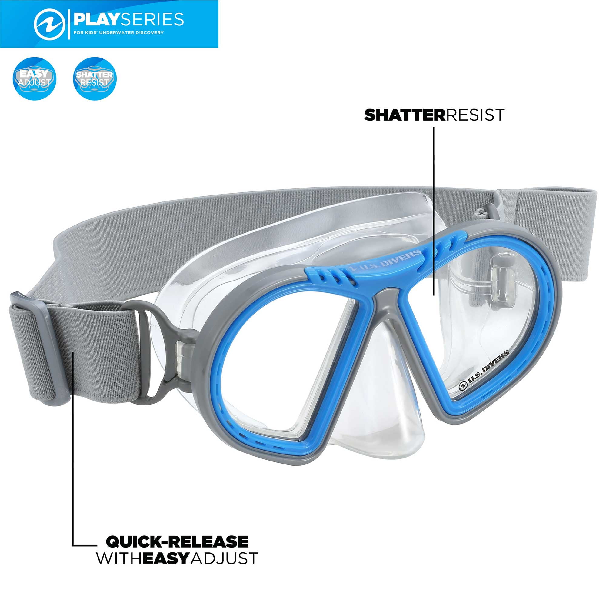 U.S. Divers Toucan Kid Snorkel Mask Ages 46, Easy Adjust Fabric Strap