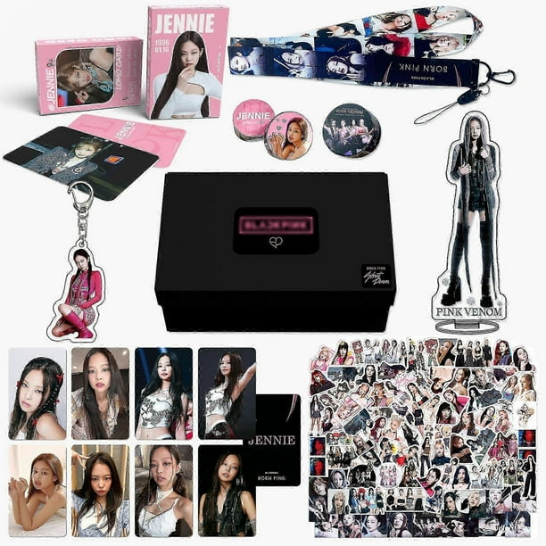 Black Pink Ink Gift Box Jisoo Rose Personal Edition Peripheral Signboard Sticker Small Card Set Hanging Rope Keychain