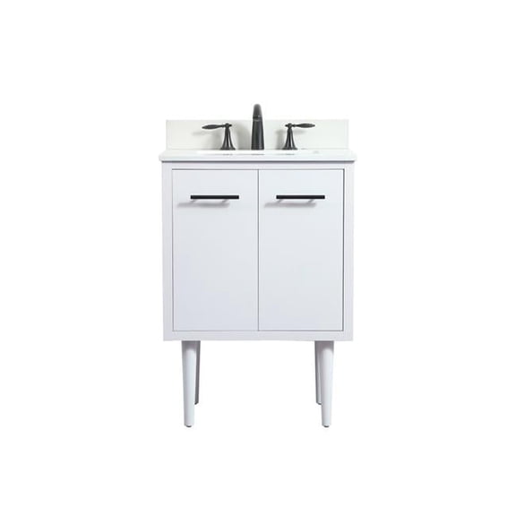 24 in. Single Bathroom Vanity, White with Backsplash