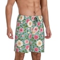 thumbnail image 2 of Pofeuu Rose Flowers Print Men's Soft Woven Elastic Waistband Sleep Pajama Short-3X-Large, 2 of 6