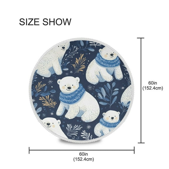 YAZAOO Round Tablecloth White Bear Pattern Pattern Tableclothes