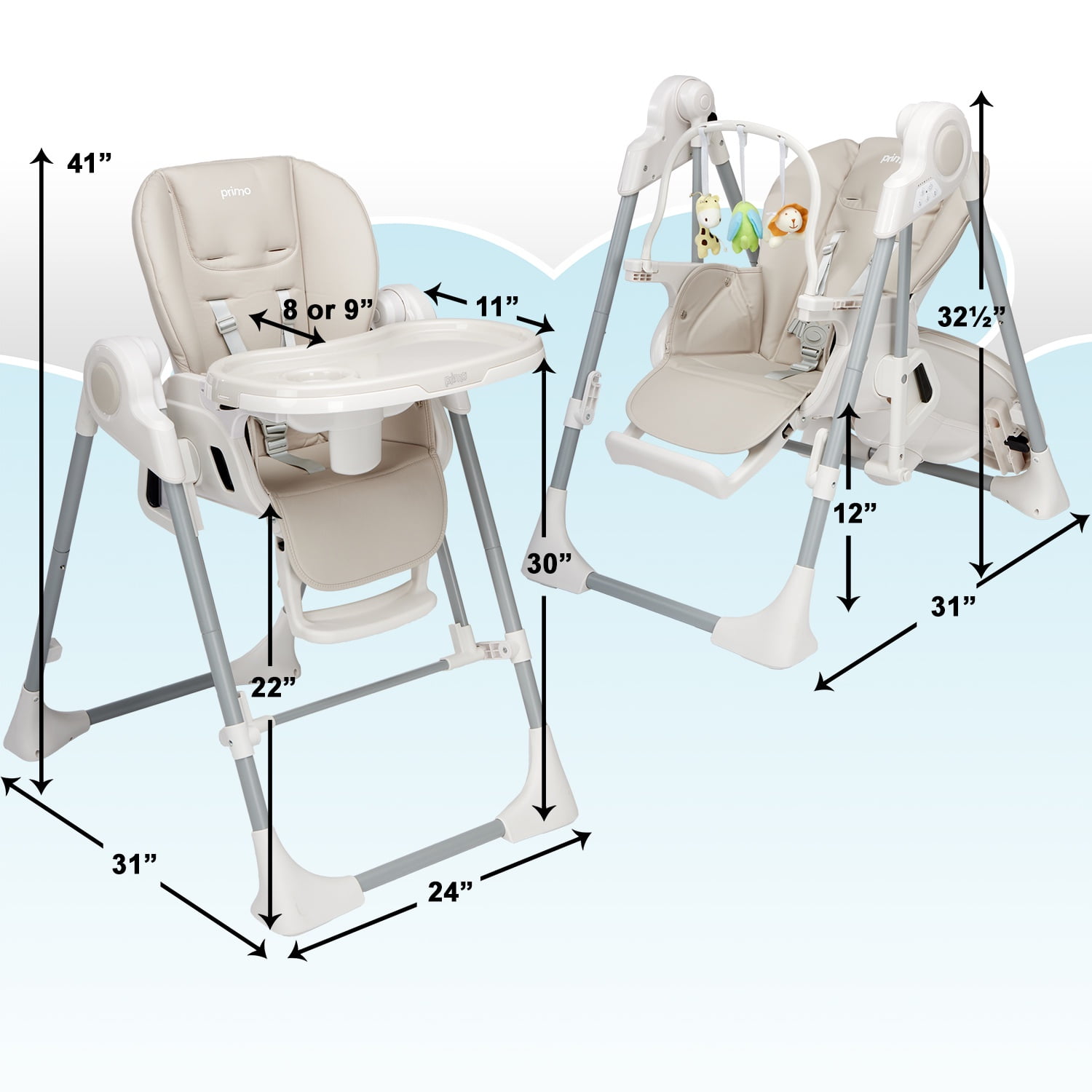 SnuggleBug 2-in-1 Infant Swing and High Chair