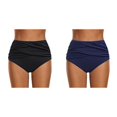 thumbnail image 1 of (2-Pack) Rinsvye Bottoms Pants Tummy Briefs Galaxy Tops Bra Women Swimsuit Waist High Women S Bathing Suits Bikini Ruched Control Swimwears Romper with Skirt Overlay for with Stripes Tankinis Set, 1 of 9