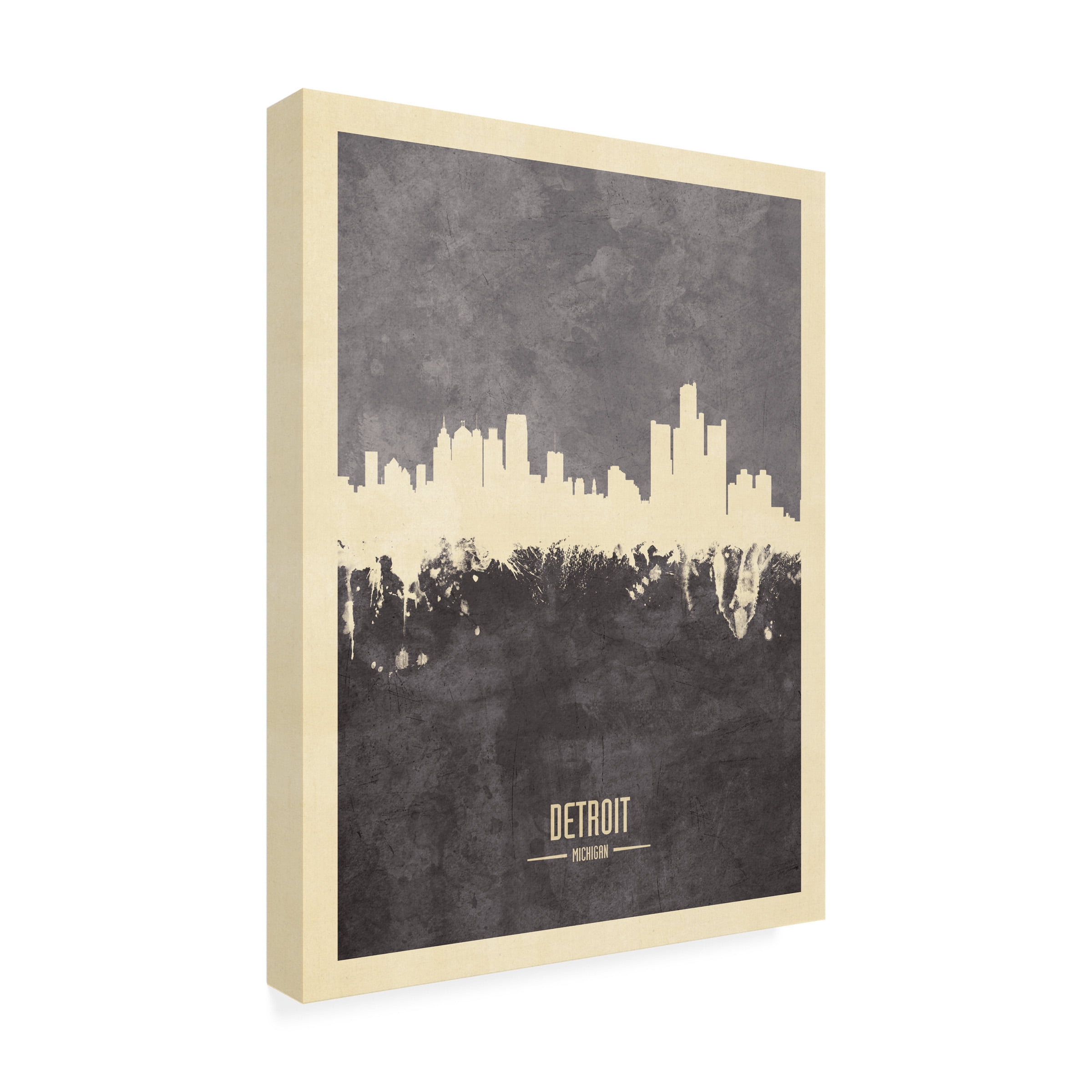 Michael Tompsett 'Detroit Michigan Skyline Gray' Canvas Art