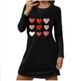 thumbnail image 2 of Aobny Women's Nightgowns Valentine's Heart Short Nightshirt Long Sleeve Crew Neck Black Moomoo Nightgown,XL, 2 of 6