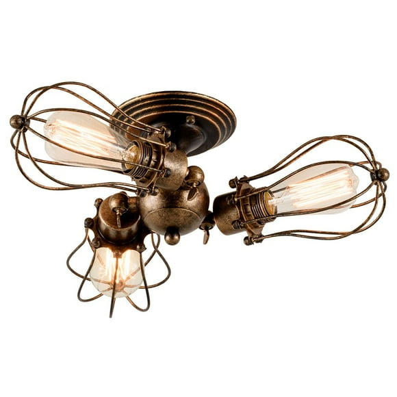 Vintage Ceiling Light Adjustable Socket Rustic Lamp, Gladfresit Metal Cage Semi-Flush Mount Industrial Ceiling Light Indoor Home Retro Chandeliers Lighting Fixture (Ordinary Holder)