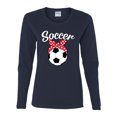 thumbnail image 2 of Wild Bobby, Cute Soccer Mom Ribbon Soccer Ball Gift Sports, Mother's Day, Women Graphic Long Sleeve T-Shirt, Navy, 2XL, 2 of 3