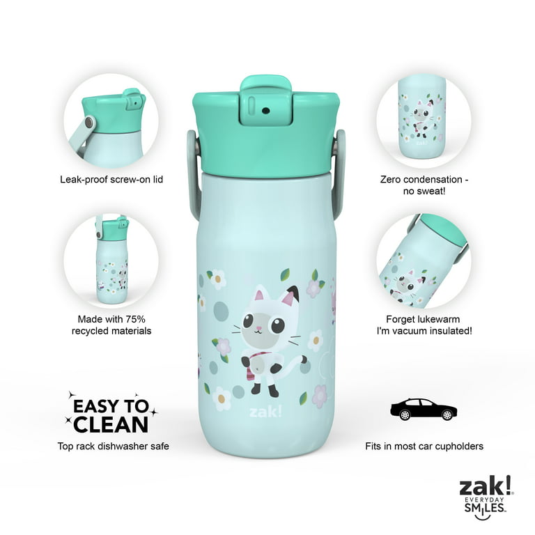 Zak Designs Harmony Water Bottle for Travel or at Home, 32oz Recycled Stainless Steel Is Leak-Proof When Closed and Vacuum Insulated with Straw Lid