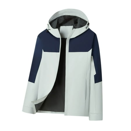 YLSDY Mens Waterproof Windbreaker Rain Jacket Lightweight Outdoor Hiking Active Jackets Zip Up Hooded Casual Outerwear White M