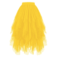 thumbnail image 6 of Women's Solid Color Irregular Tulle Skirt, A Line High Waist Midi Layered Mesh Party Skirt for Halloween, Prom, Wedding, Cosplay and Festival Yellow L, 6 of 7