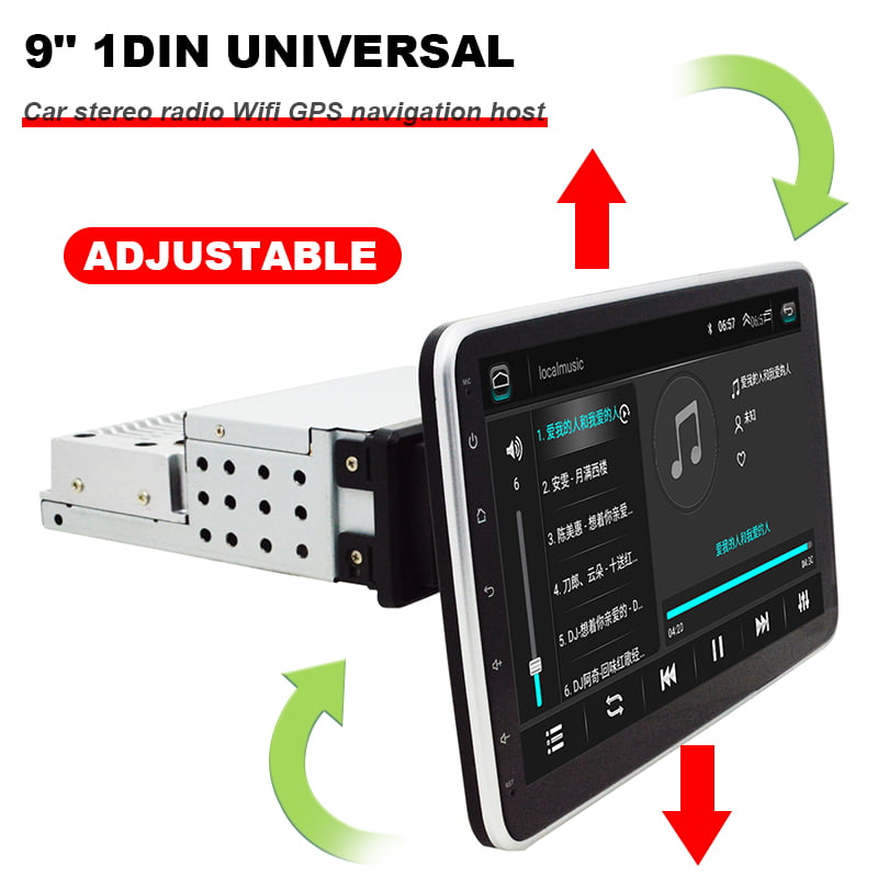 Single DIN 9'' Height Adjustable Car Stereo Radio Video Player GPS BT 3G 4G WiFi 
