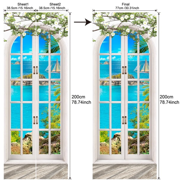 Fiudx Pegatinas para Puertas, Papel Tapiz Fácil de Despegar y Pegar, Calcomanías de Pvc Impermeables, Diseño Diy, Sin Herramientas, Mejora La Decoración Del Hogar, Atractivo Visual.