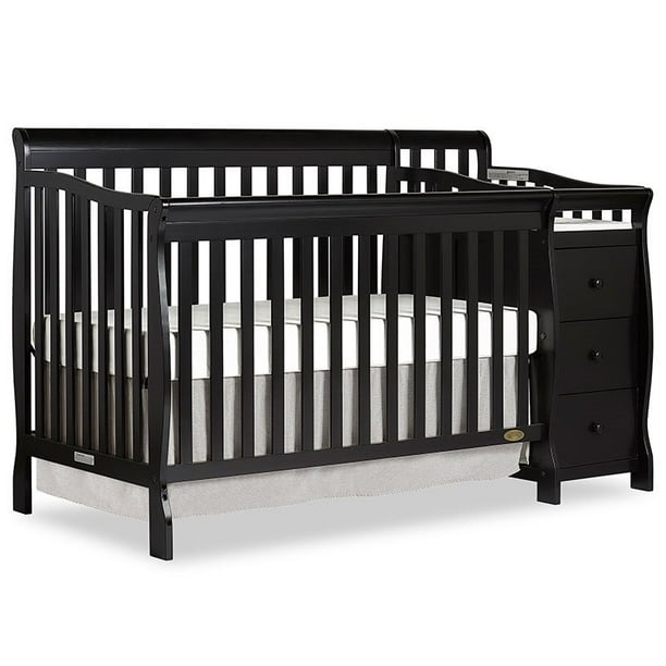 Dream On Me Brody 4 In 1 Fixed Side Convertible Crib And Changing Table Combo Black Walmart Com Walmart Com