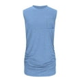 thumbnail image 5 of HVOBTTY Summer Women's Casual Fashion Solid Color Crew Neck Pocket Detail Sport Tank Top Blouse Light Blue, XXXXXL, 5 of 5
