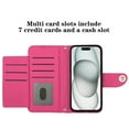 thumbnail image 2 of for iPhone 15 Plus Wallet Case, Elegant Card Holder Cash Slot PU Leather Kickstand Wrist Strap Wallet Shockproof Protective Flip Women Girls Case Cover for iPhone 15 Plus, Rose, 2 of 7