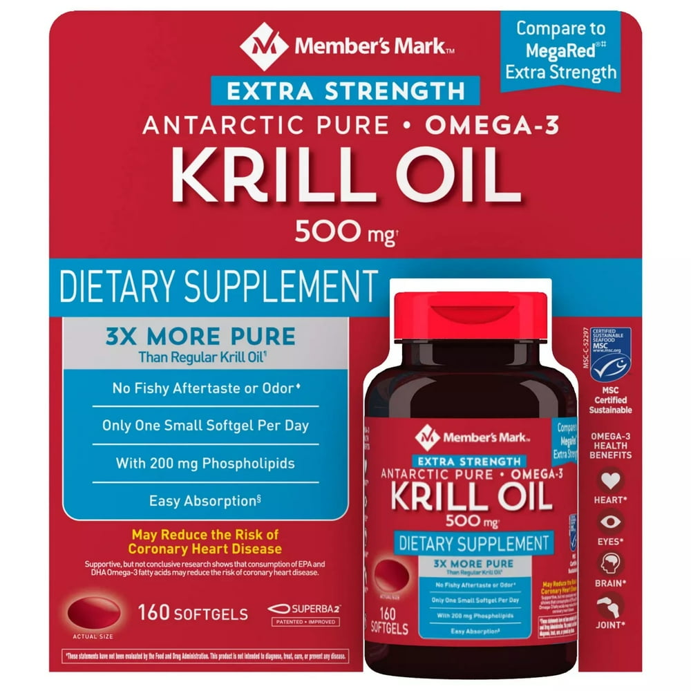 M.M ExtraStrength Antarctic Pure Omega3 Krill Oil, 500 mg (160 ct