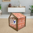 thumbnail image 3 of Burnt Orange Pet House, Hawaiian Hibiscus Pattern with Swirls and Curves on Background, Outdoor & Indoor Portable Dog Kennel with Pillow and Cover, 5 Sizes, Burnt Orange and White, by Ambesonne, 3 of 5