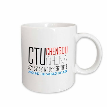 3drose, Text Ctu Chengdu, China, Coordinates. Around the World by Air, 11oz Mug