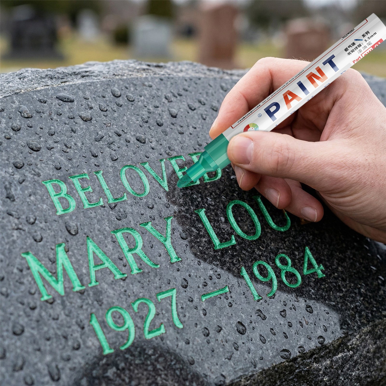 Restoration Paint Marker for Stone And Ceramic, Oil-Based Gold Paint Pen for Weather-Resistant Inscriptions, User-Friendly for Family Memorial Upkeep, 1 Pen