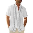 thumbnail image 2 of LRGSHF Men's Button Down Short Sleeve Shirts Mandarin Collar Embroidered Tops Summer Basic Soft Camp Blouse Breathable Lightweight Vacation Shirt, 2 of 5