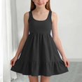thumbnail image 6 of ATOGUTA Girl Summer Dress Black Sleeveless Ruffle Flowy Summer Casual Beach Hawaiian Vacation Dresses 5T-15, 6 of 6