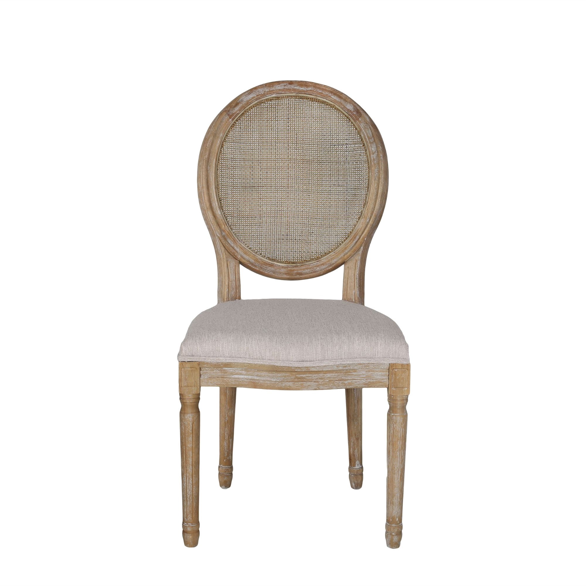 Noble House Theodore Indoor French Fabric Dining Chairs, Set of 2, Beige