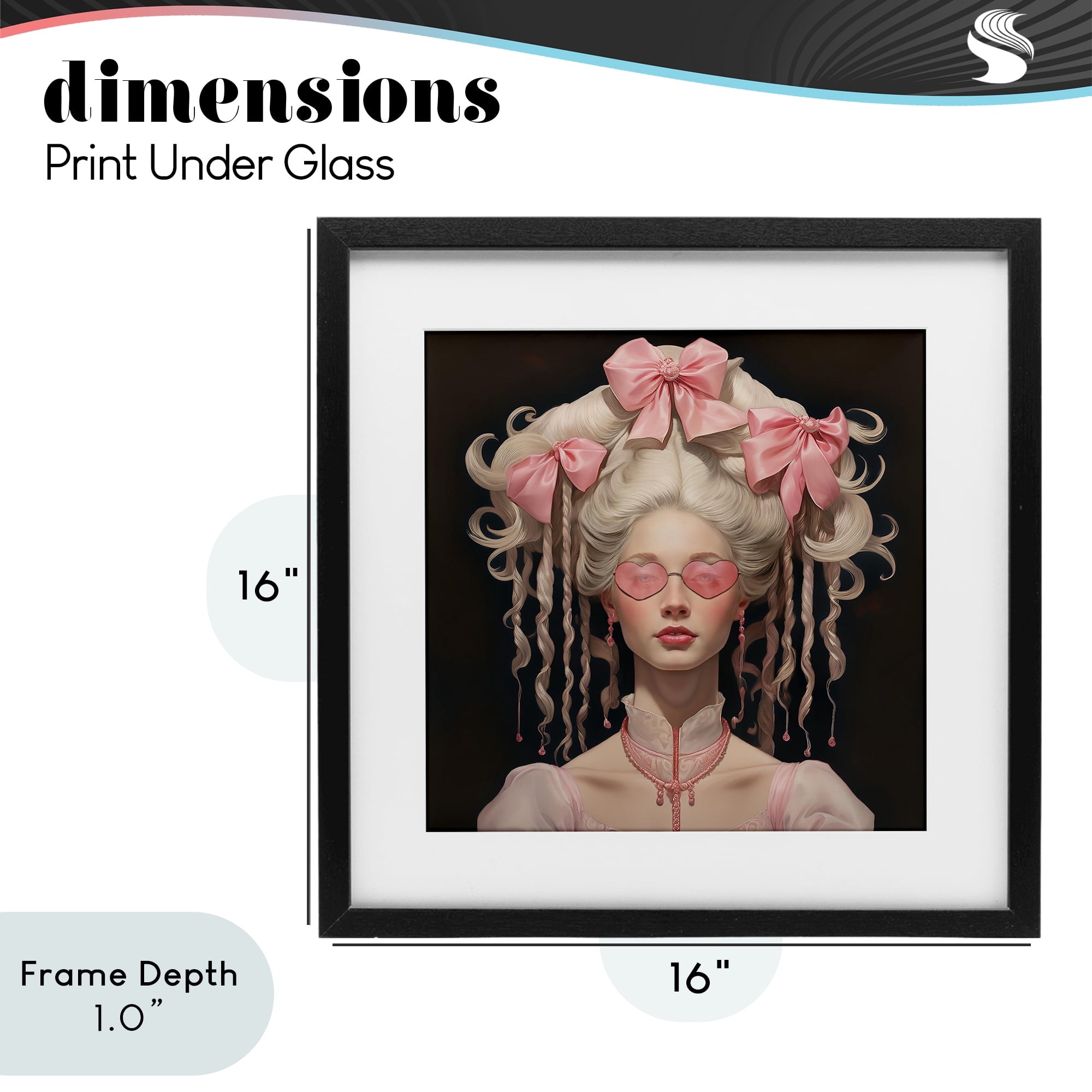 Stupell Industries Rococo Woman Opulent Ribbons Black Framed Print Under Glass, design by Grotto Studios