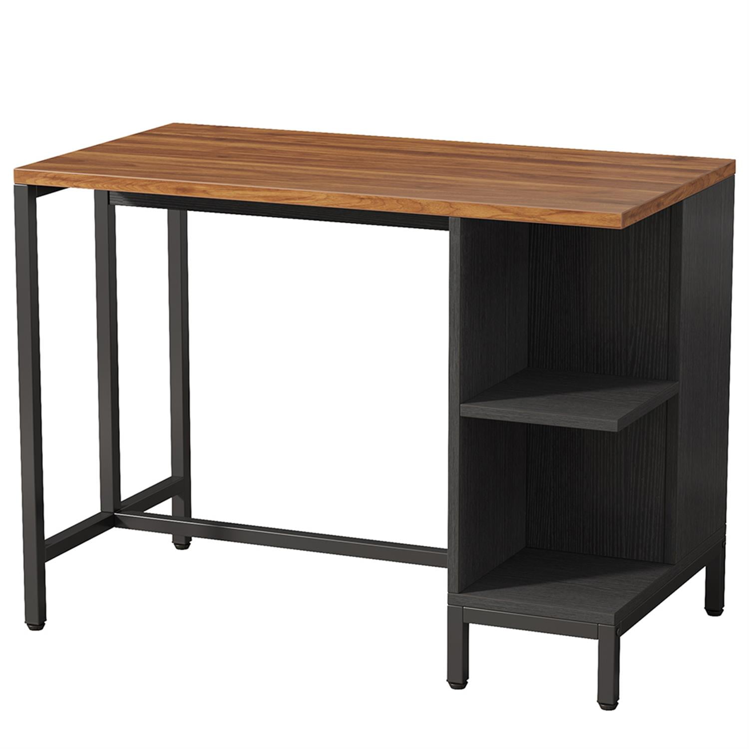 Demi Bonn 43" Kitchen Island with Storage, 5 Open Spice Rack Shelf Breakfast Bar Counter Table for Home, Dining Room, Brown