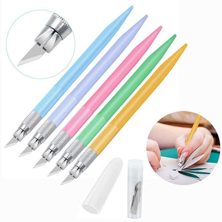 MINM Color Handle Carving Utility Pen Knife DIY Student Non Slip Craft  Paper Cutter Cutting Supplies Tools 