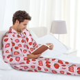 thumbnail image 5 of KLL Hand Drawn Strawberry Sleepwear Mens Flannel Pajamas,Long Cotton Pj Set, 5 of 7