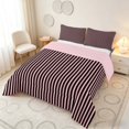 thumbnail image 3 of Manfei Geometric Stripe Full Size Comforter Sets, Black Pink Minimalist Bedding Comforter Set, Pink Reversible 3 Pieces, 1 Comforter and 2 Pillowcases, 3 of 6