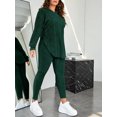 thumbnail image 2 of Plus Size Women 2 Piece Outfit, Ribbed Knit Hooded Long Sleeve Top and High Waist Leggings Set, 2 of 5